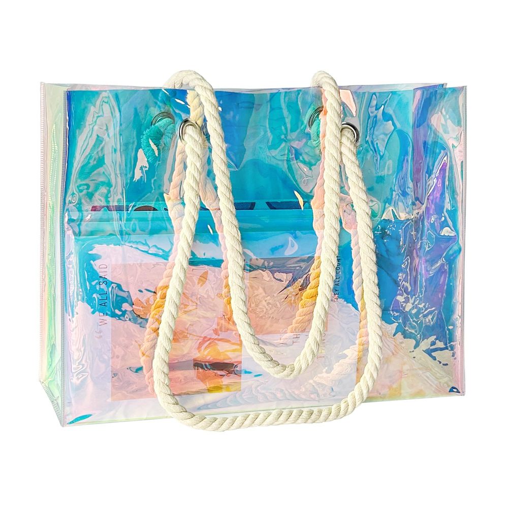 Holographic Magic Color Laser Pvc Handbag Hemp Rope Shoing Bag Travel :]